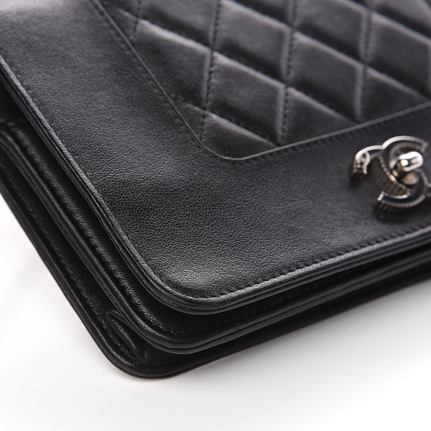 Chanel Sheepskin Quilted Mademoiselle Vintage Wallet On Chain WOC Black 11 of 15