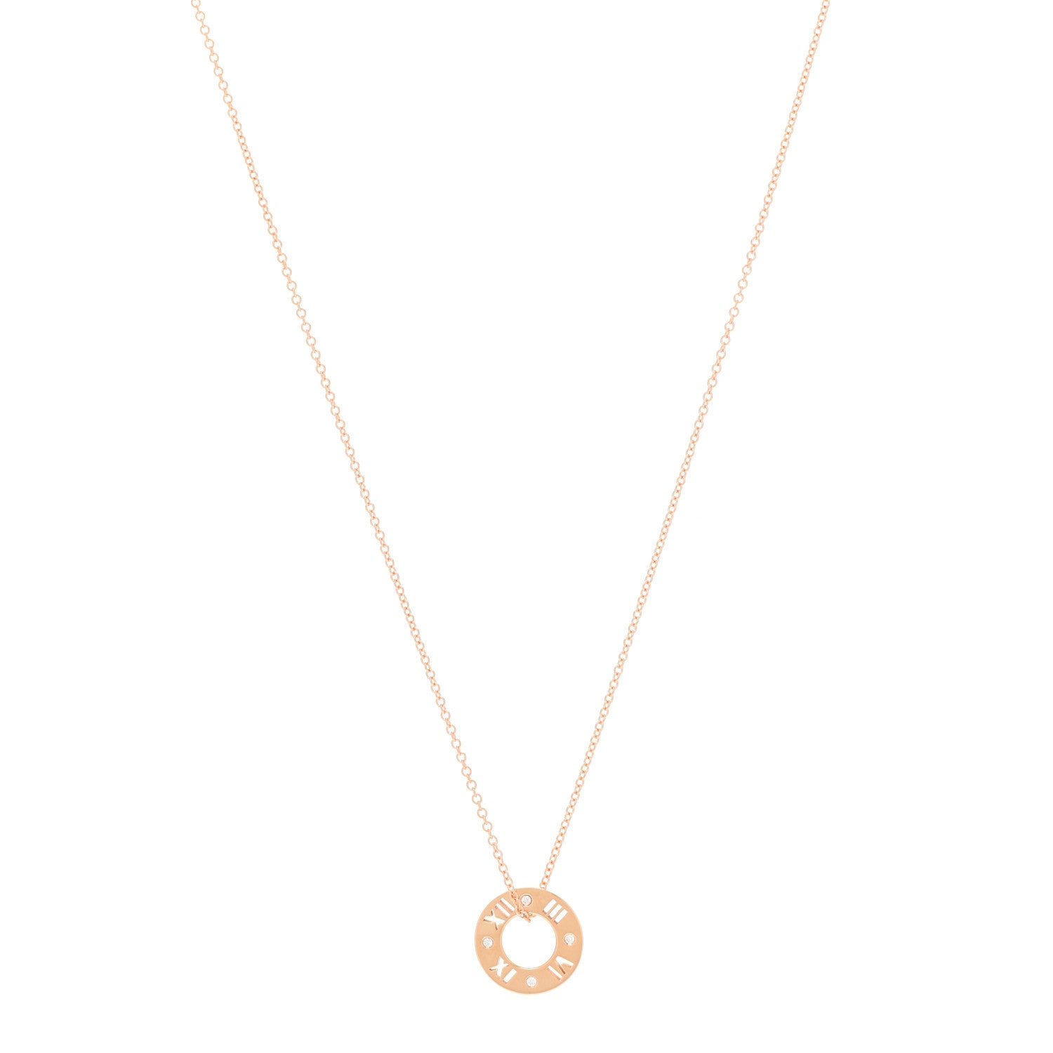 Tiffany 18K Rose Gold Diamond Atlas Pierced Pendant Necklace 1 of 6