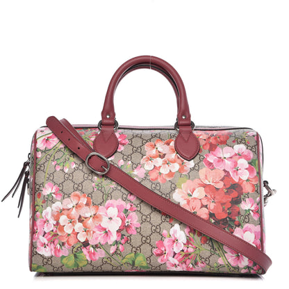Gucci GG Supreme Monogram Blooms Medium Boston Beige Multicolor Dry Rose 1 of 10