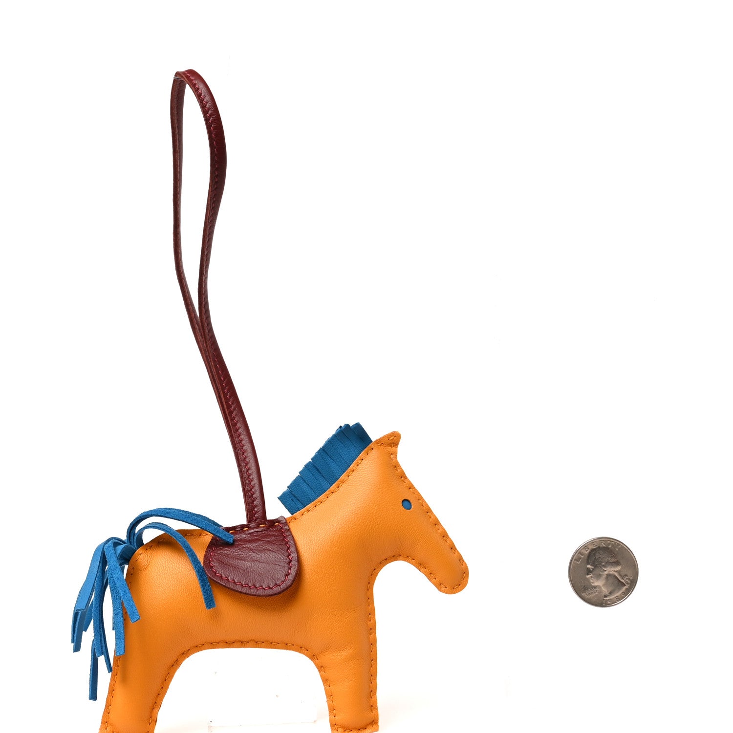 Hermes Milo Lambskin Grigri Rodeo Horse Bag Charm MM Jaune D'Or Bleu Zanzibar Rouge H 2 of 4