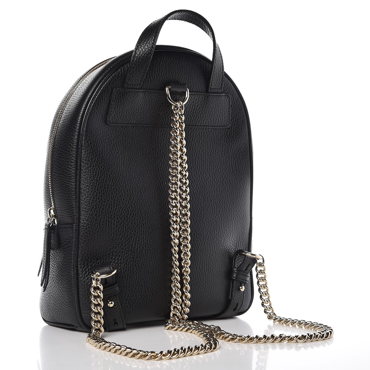 Pebbled Calfskin Soho Chain Backpack Black
