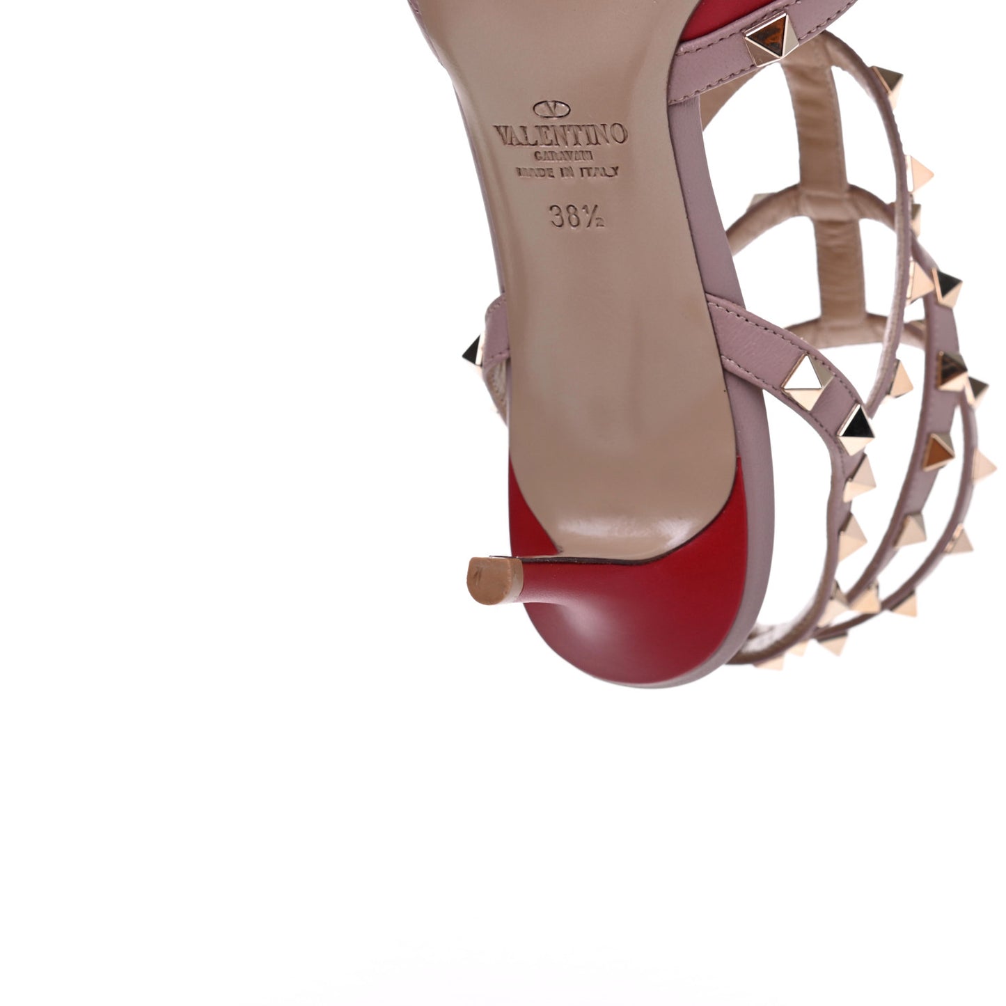 Nappa Rockstud Ankle Strap 65mm Pumps 38.5 Rosso Valentino Poudre