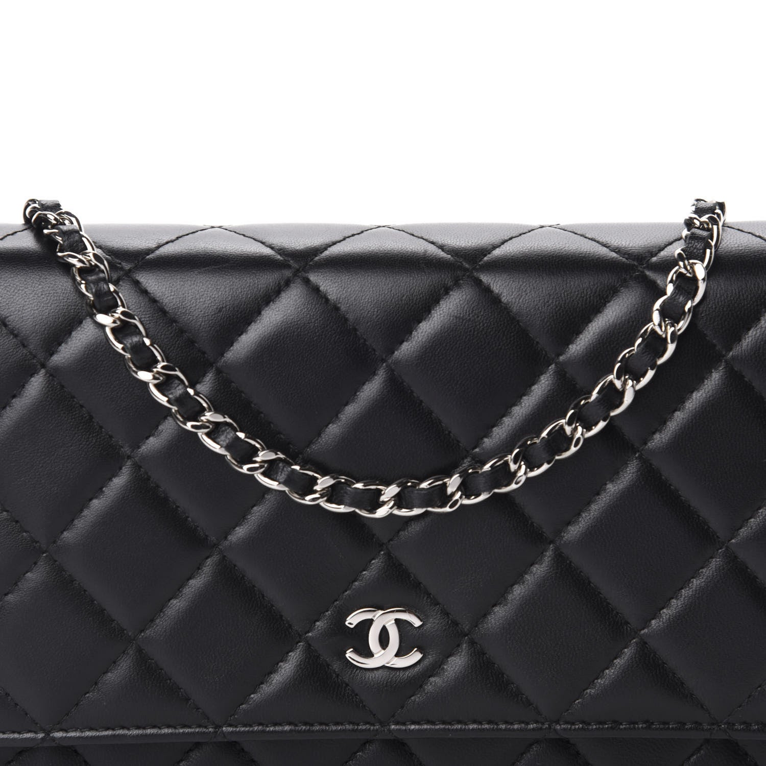 Chanel Lambskin Quilted Wallet On Chain WOC Black 13 of 14
