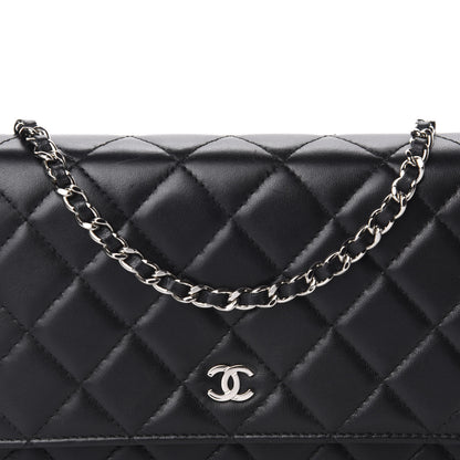 Chanel Lambskin Quilted Wallet On Chain WOC Black 13 of 14