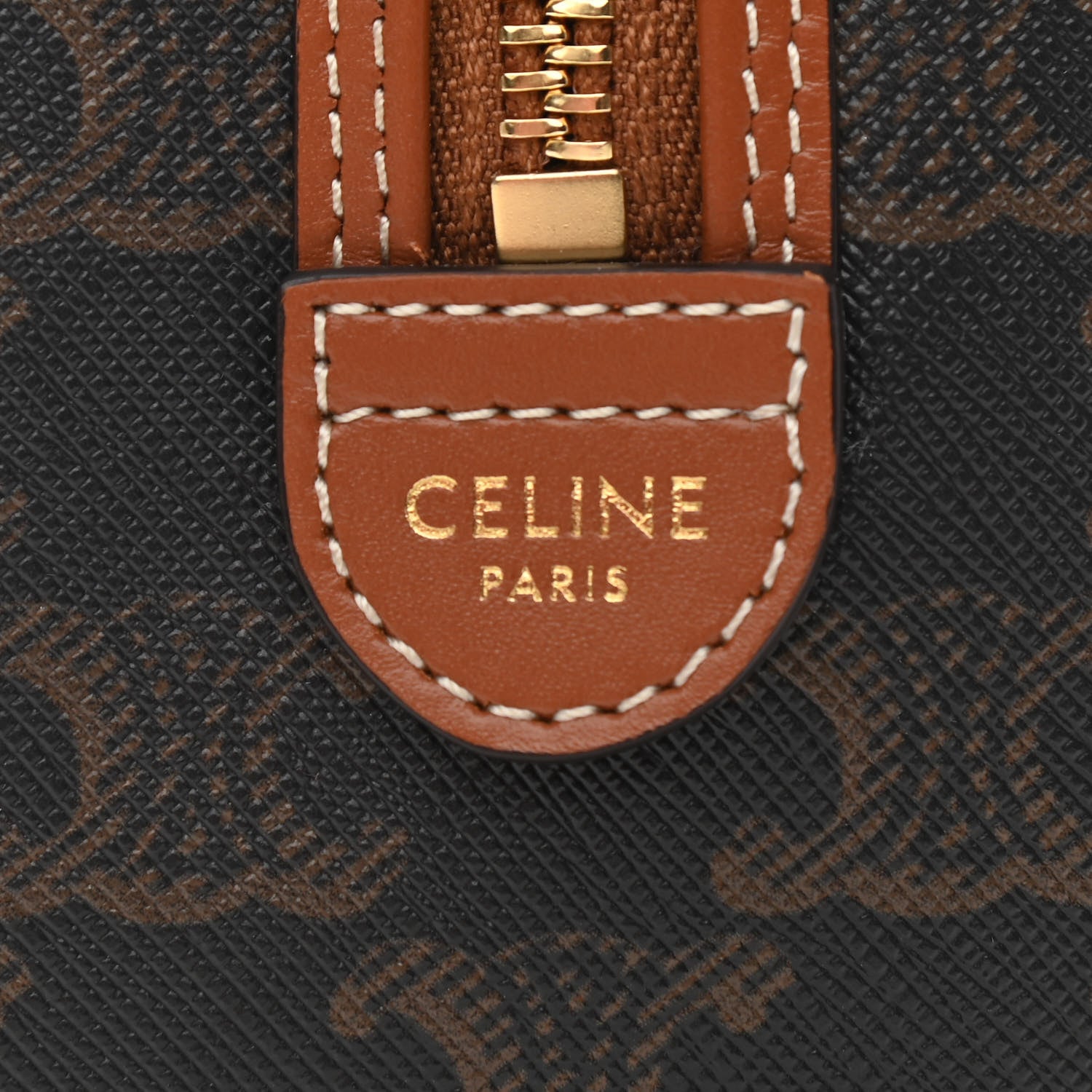 Celine Triomphe Canvas Calfskin Mini Boston Bag Tan 6 of 9