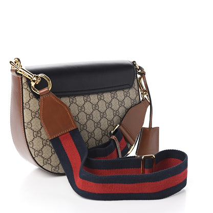 Gucci GG Supreme Monogram Web Medium Padlock Messenger Shoulder Bag Black 2 of 11