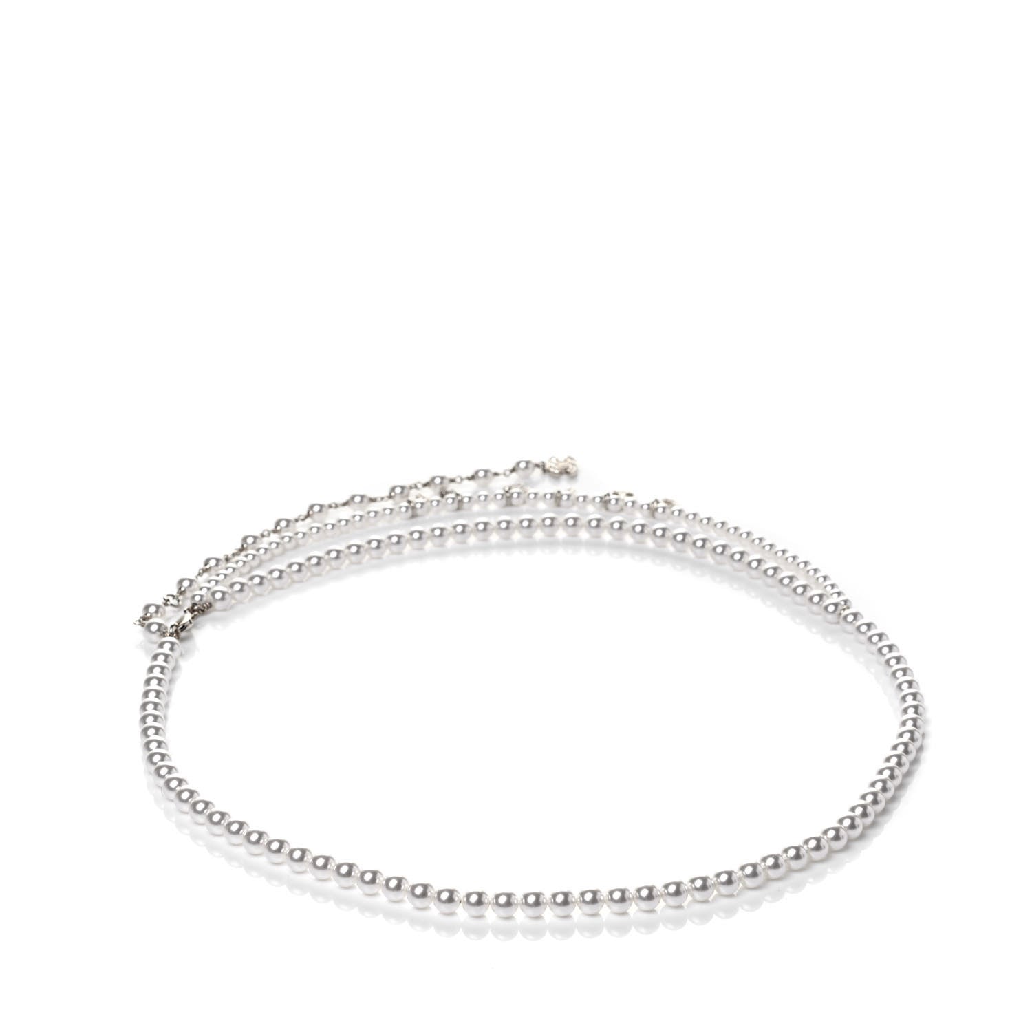 Chanel Pearl Crystal CC Signature Charm Belt Silver 2 of 4