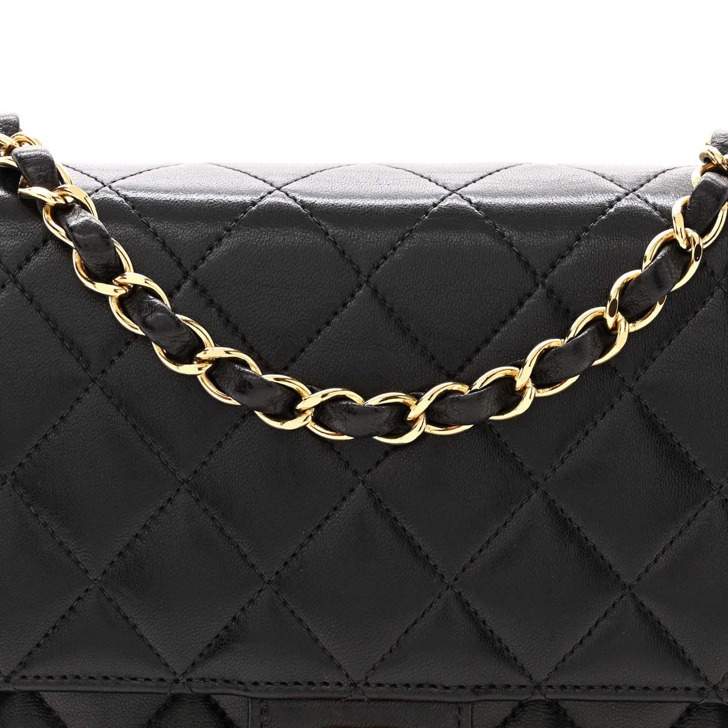 Lambskin Quilted Small Single Flap Bag Black