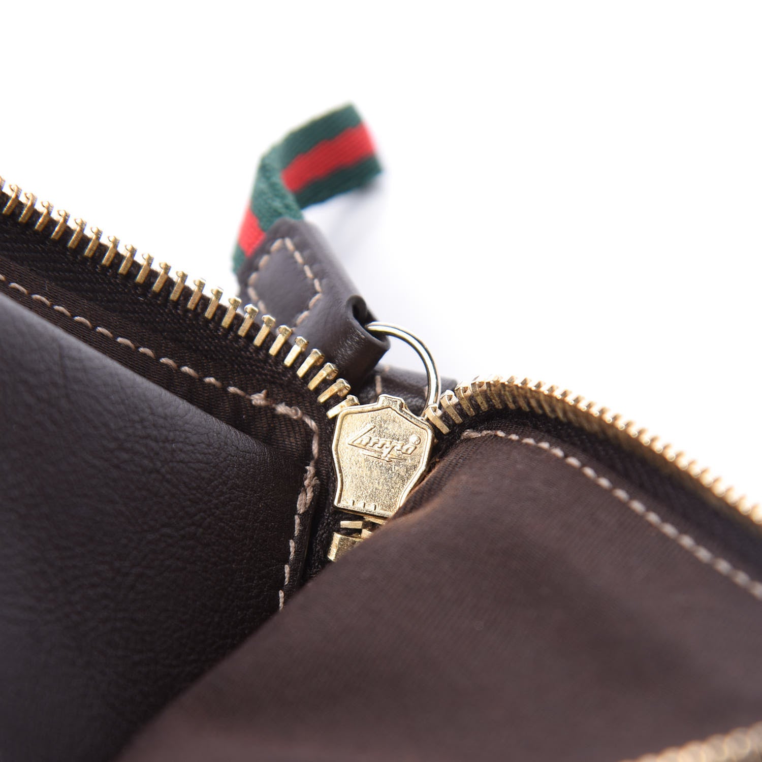 Gucci Crystal Monogram Zip Around Coin Purse Wallet Dark Brown 7 of 10