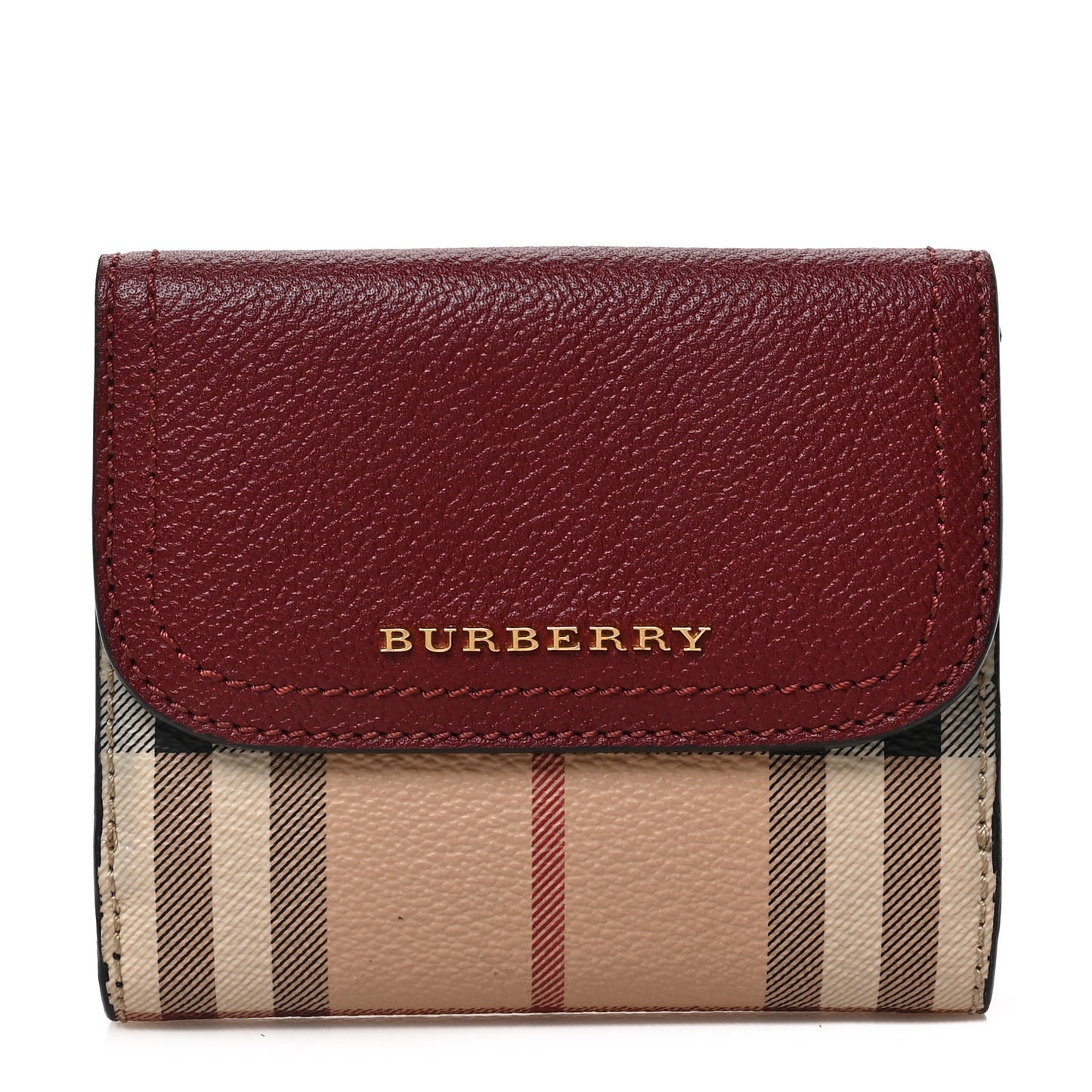 House Check Luna French Wallet Burgundy