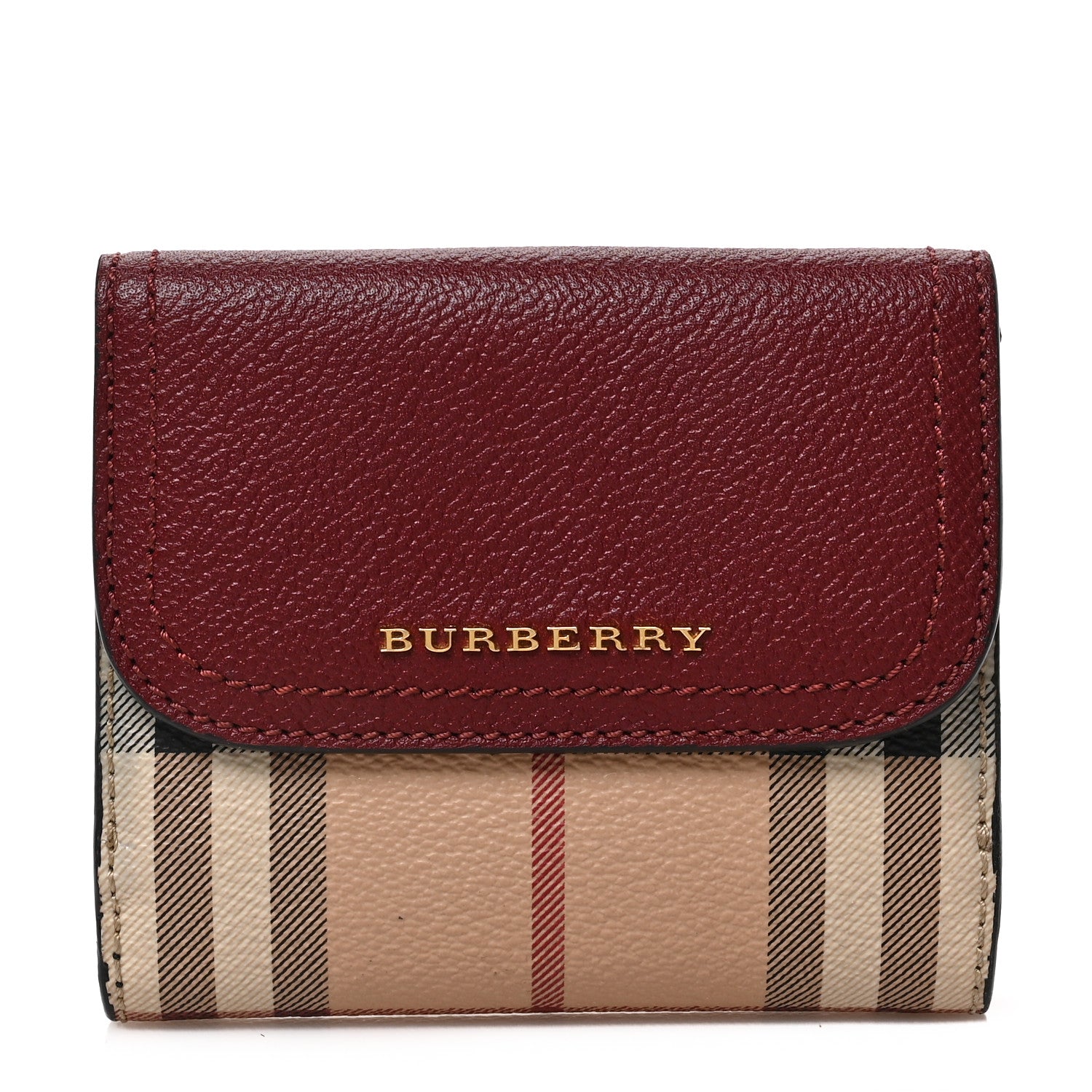 Burberry House Check Luna French Wallet Burgundy 1 of 5