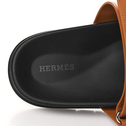 Hermes Calfskin Mens Chypre Sandals 42.5 Gold 7 of 10