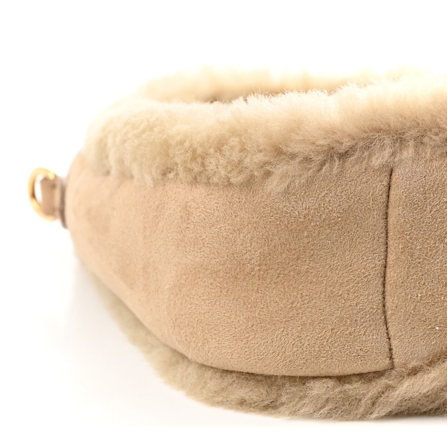 Miu Miu Suede Shearling Mini Wander Hobo Sabbia 8 of 9