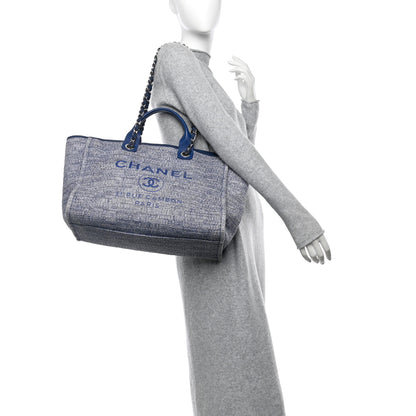 Chanel Woven Straw Raffia Medium Deauville Tote Blue 2 of 10