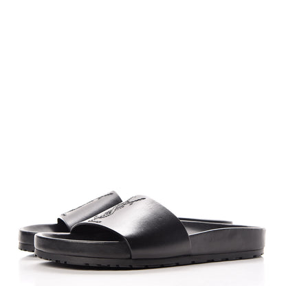 Saint Laurent Calfskin Monogram Jimmy Joan Slide Sandals 37 Black 3 of 8