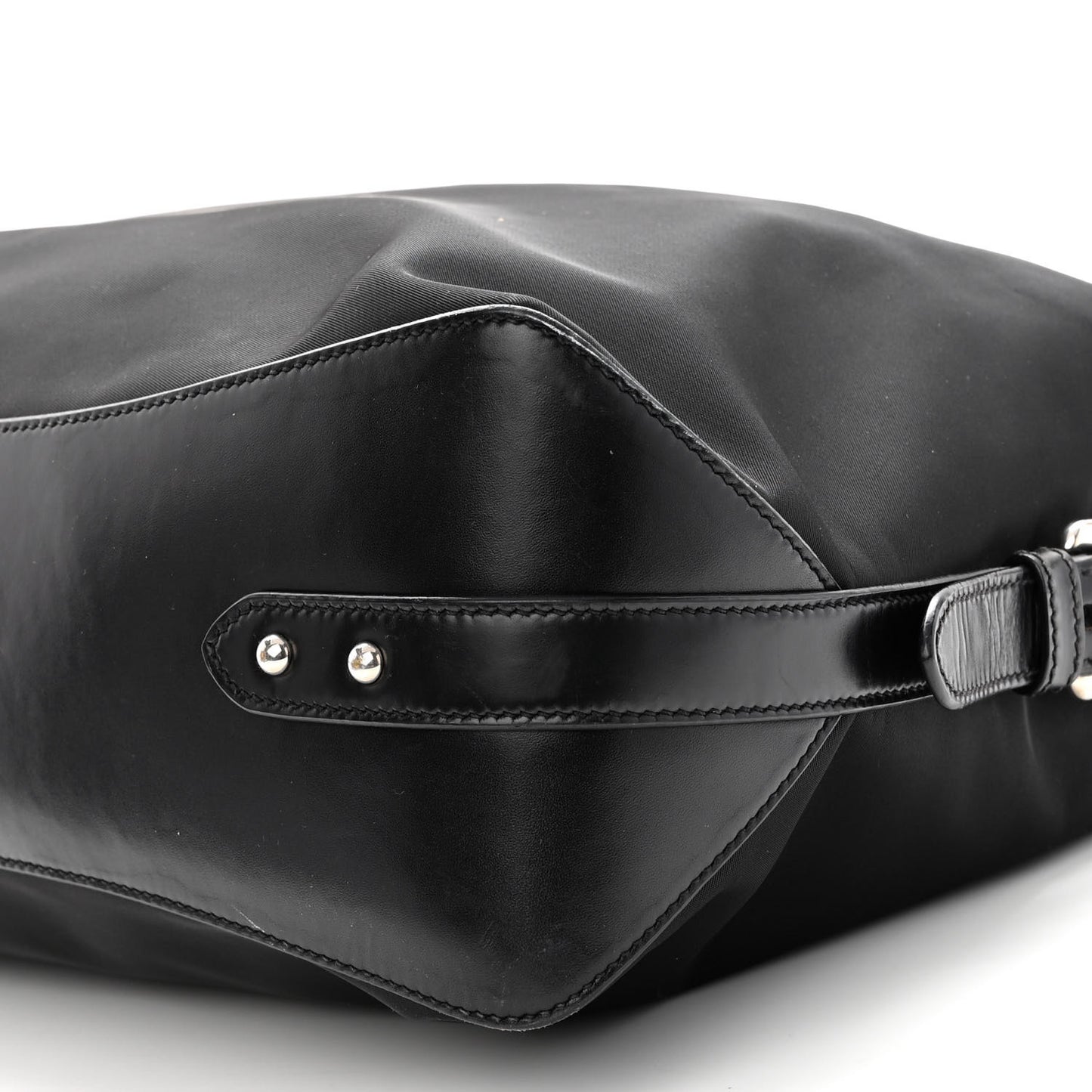 Tessuto Nylon Calfskin Hobo Black