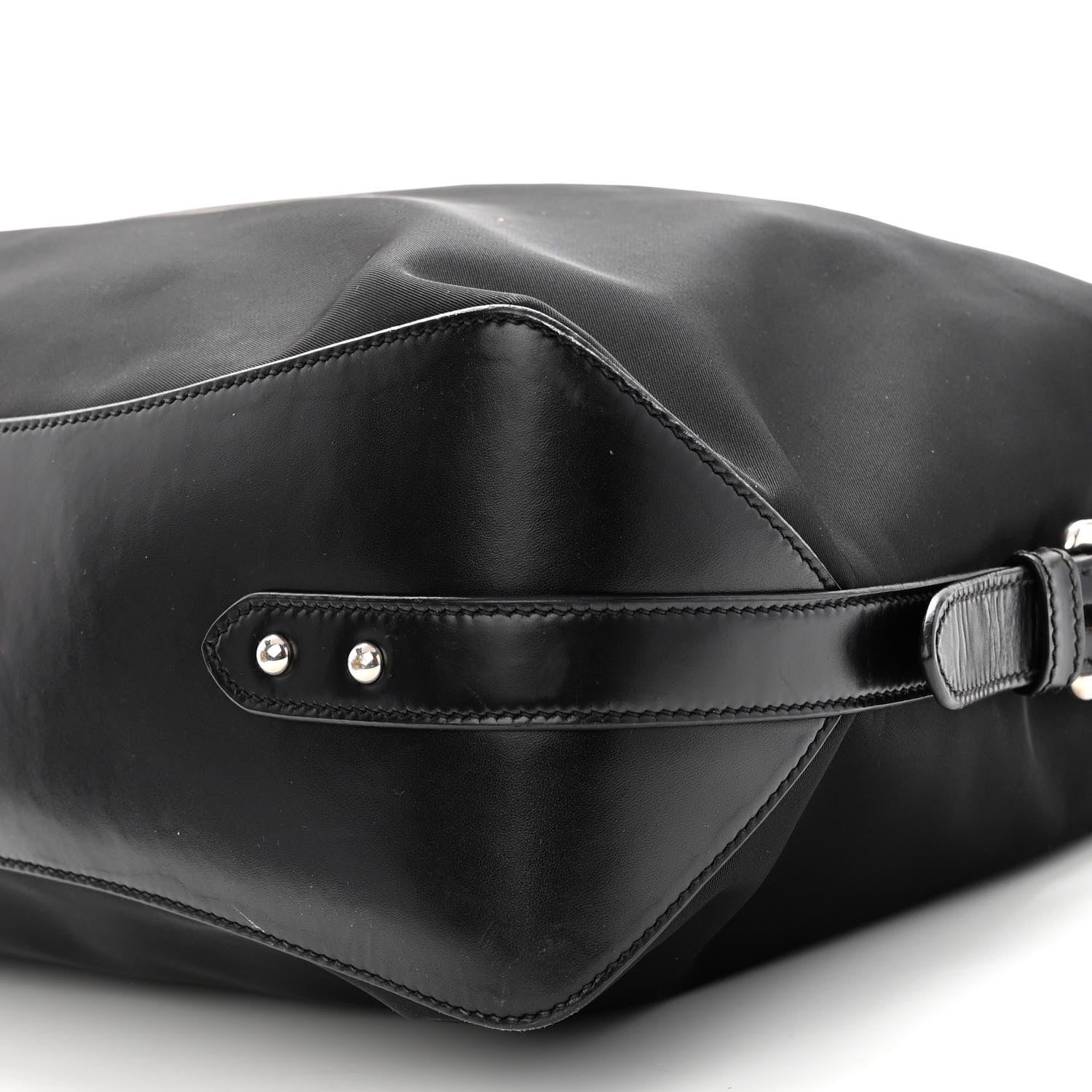 Prada Tessuto Nylon Calfskin Hobo Black 9 of 10