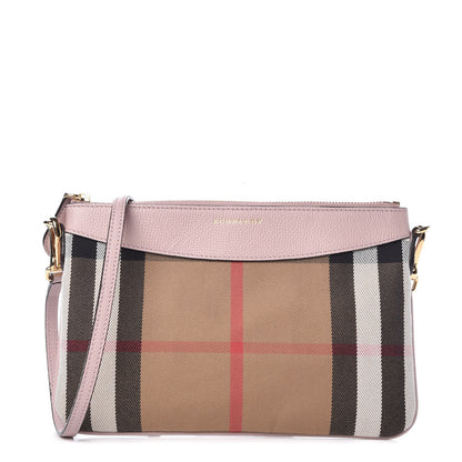 Burberry House Check Derby Peyton Crossbody Clutch Bag Pale Orchid 1 of 8