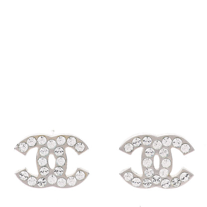 Chanel Crystal Timeless CC Earrings Silver 1 of 6