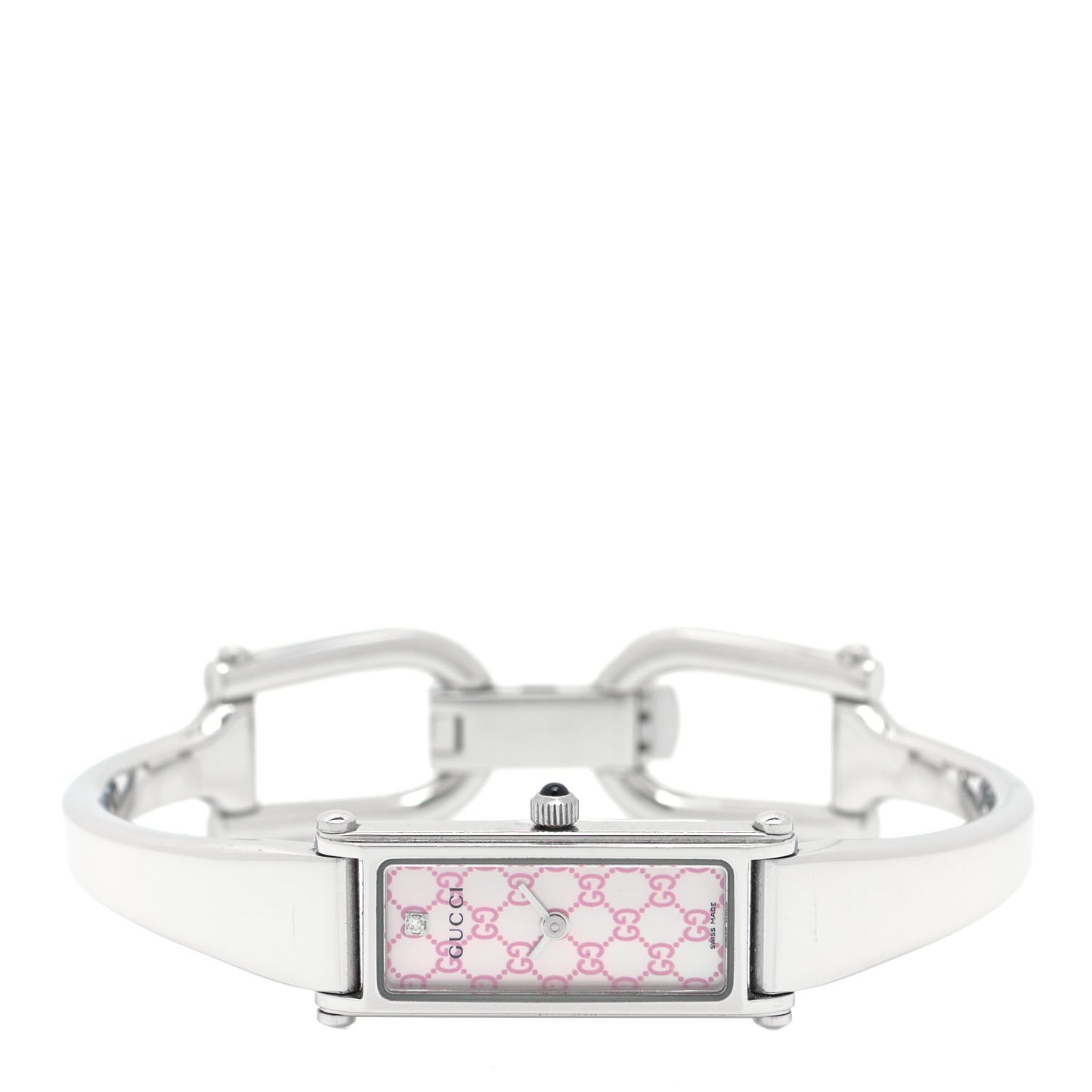 Stainless Steel Diamond Pink Mother of Pearl 12mm 1500L Horsebit Quartz Watch