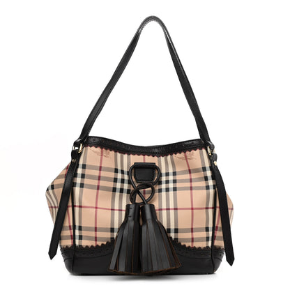 Burberry Haymarket Check Medium Brogue Tassel Tote 1 of 17