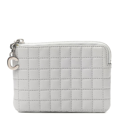Celine Calfskin Quilted C Charm Coin Card Pouch Grey 1 of 7