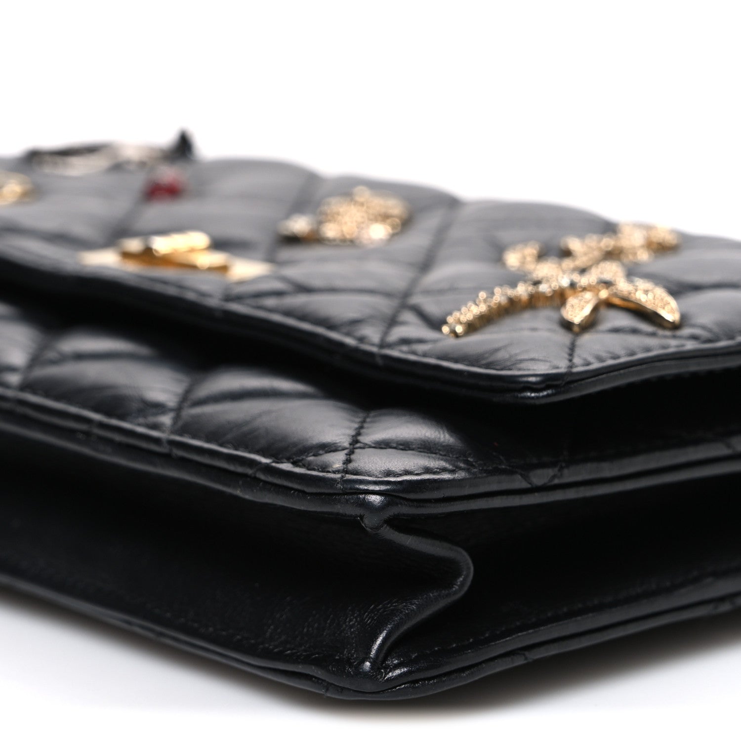 Chanel Aged Calfskin Lucky Charms 2.55 Reissue Wallet on Chain WOC Black 11 of 12