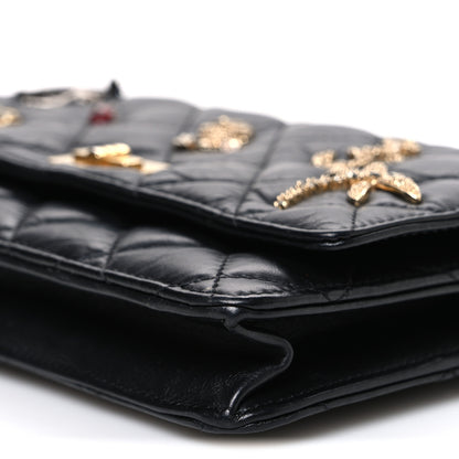 Chanel Aged Calfskin Lucky Charms 2.55 Reissue Wallet on Chain WOC Black 11 of 12