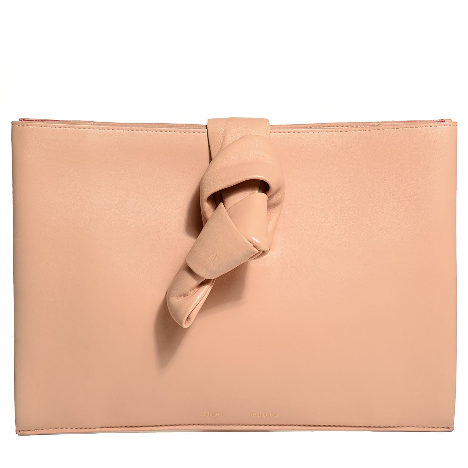 Celine Lambskin Knotted Clutch Flesh 1 of 8