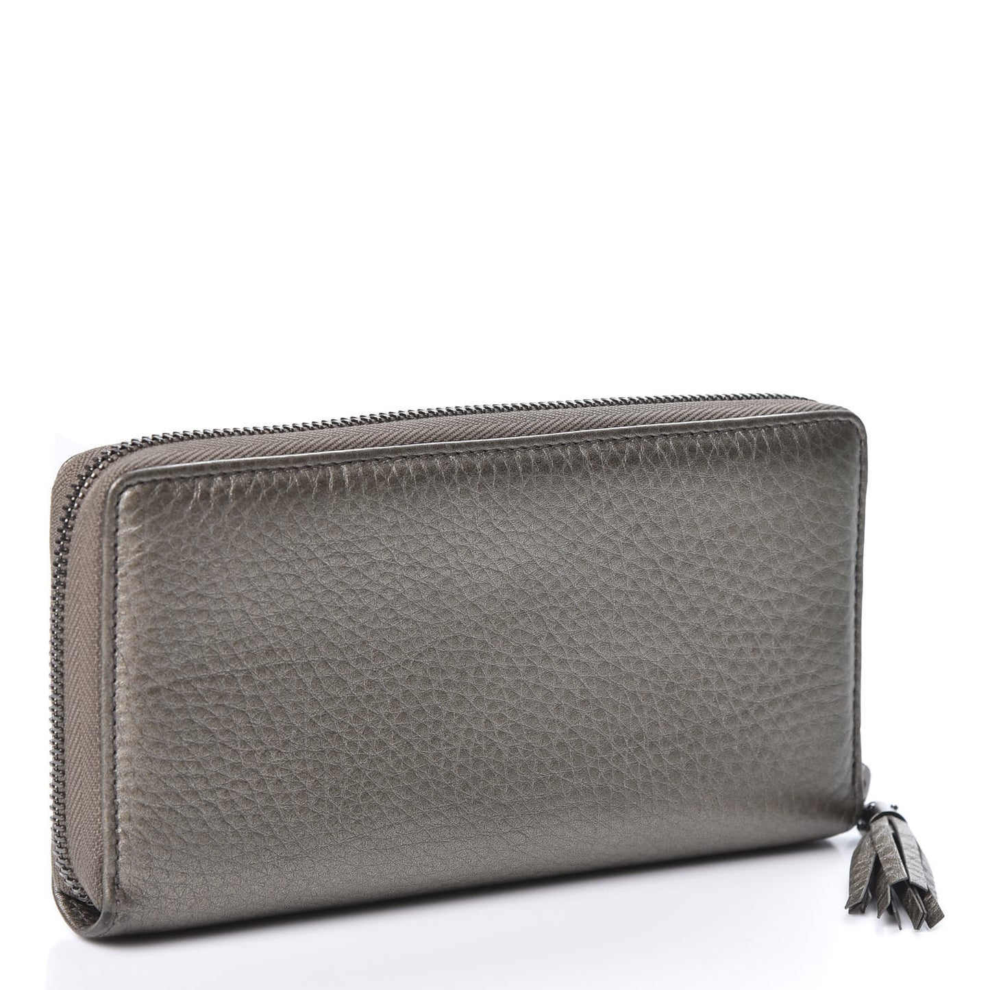 Metallic Pebbled Calfskin Soho Zip Around Wallet Sasso