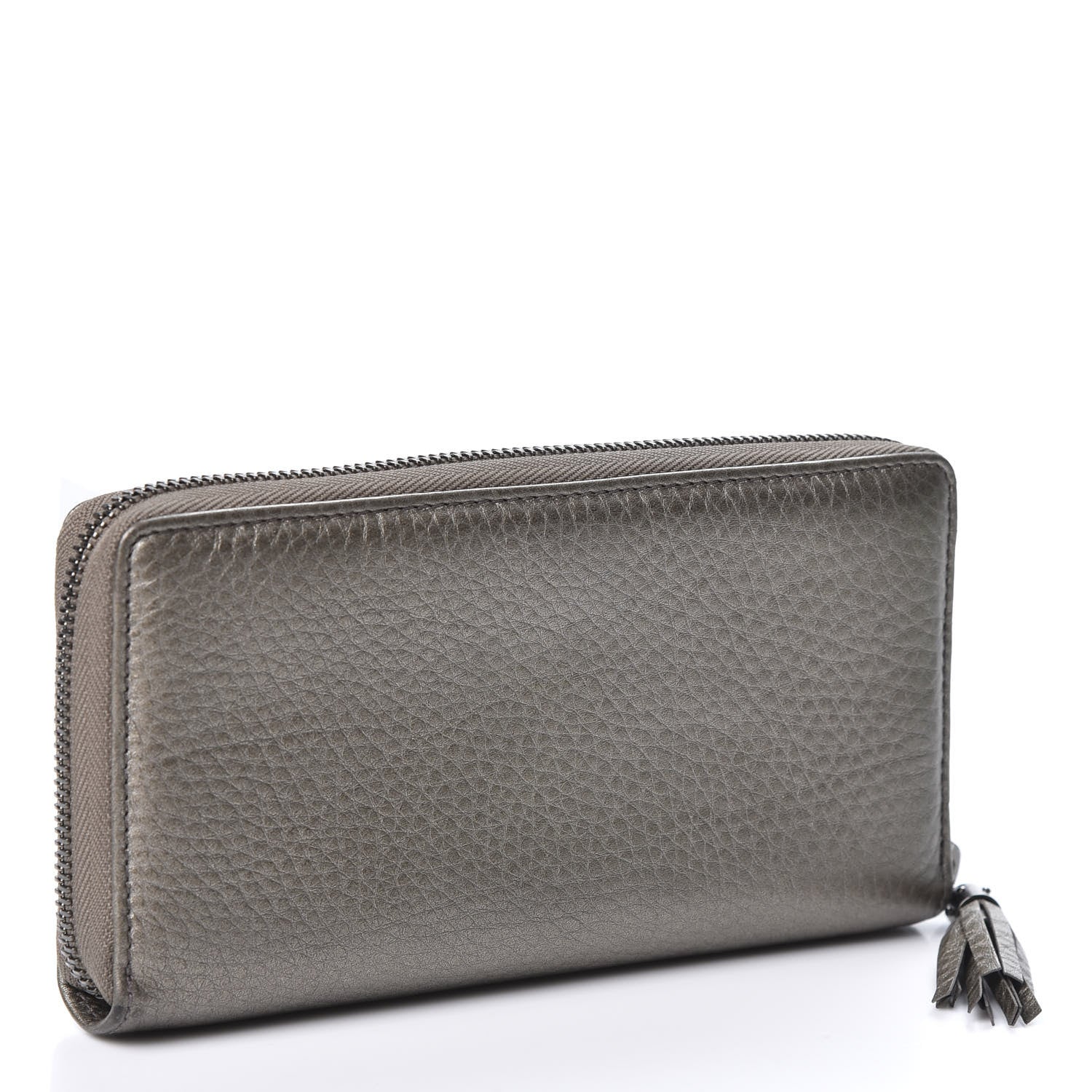 Gucci Metallic Pebbled Calfskin Soho Zip Around Wallet Sasso 2 of 8