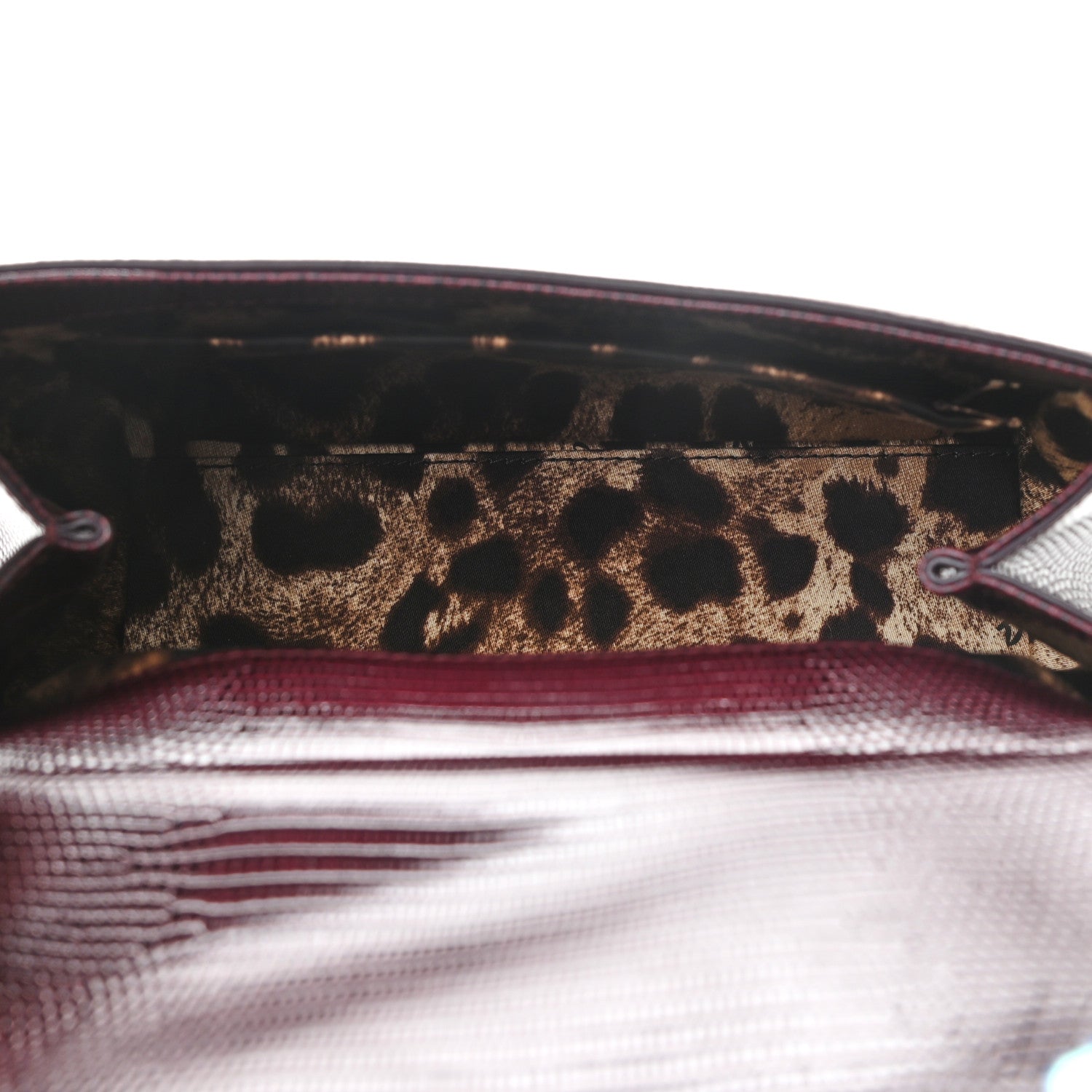 Dolce & Gabbana Lizard Calfskin Embossed Small Miss Sicily Satchel Burgundy 5 of 9