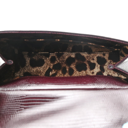 Dolce & Gabbana Lizard Calfskin Embossed Small Miss Sicily Satchel Burgundy 5 of 9