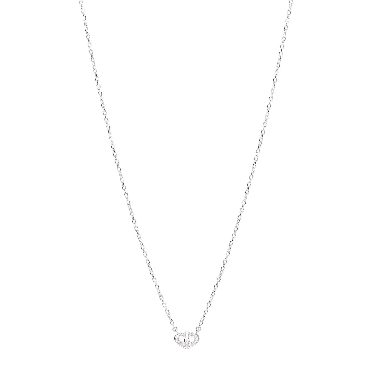Cartier 18K White Gold Diamond Extra Small C Hearts And Symbols Necklace 1 of 6