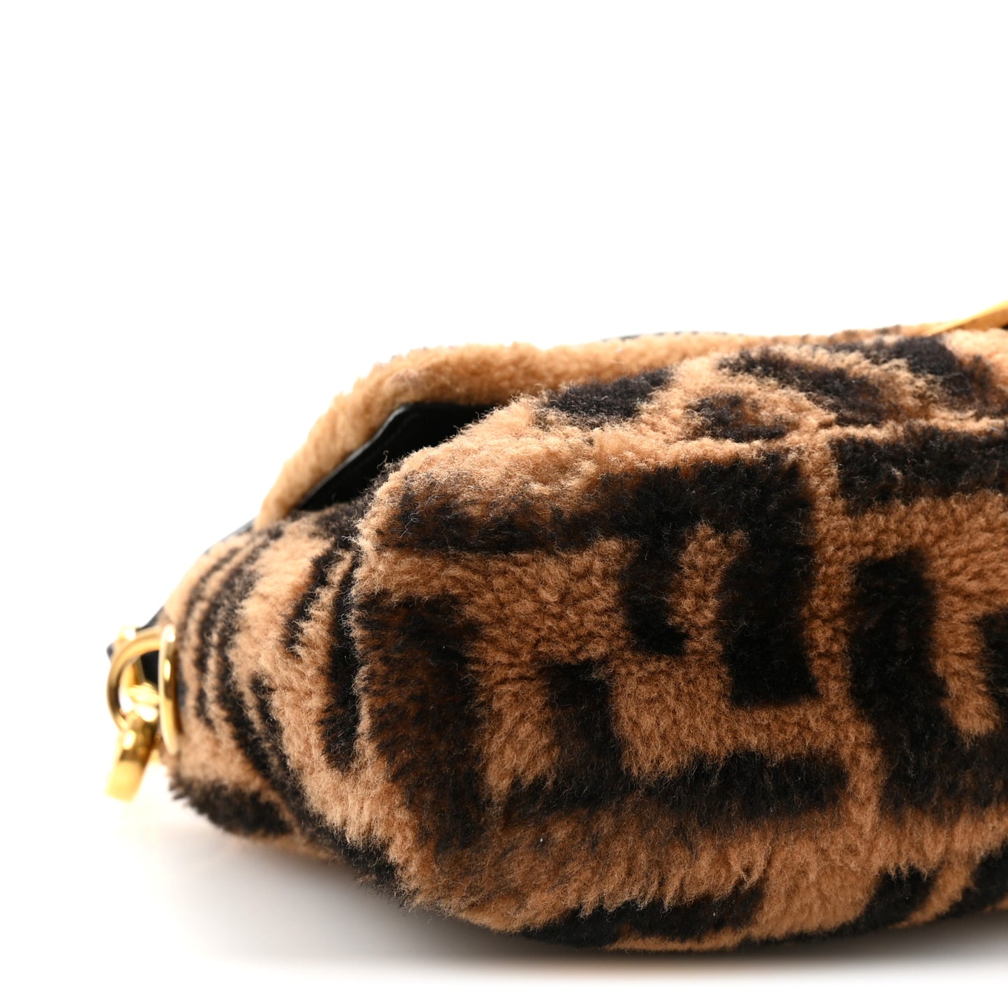 Shearling Vitello Dolce Macro FF 1974 Baguette Tobacco Black