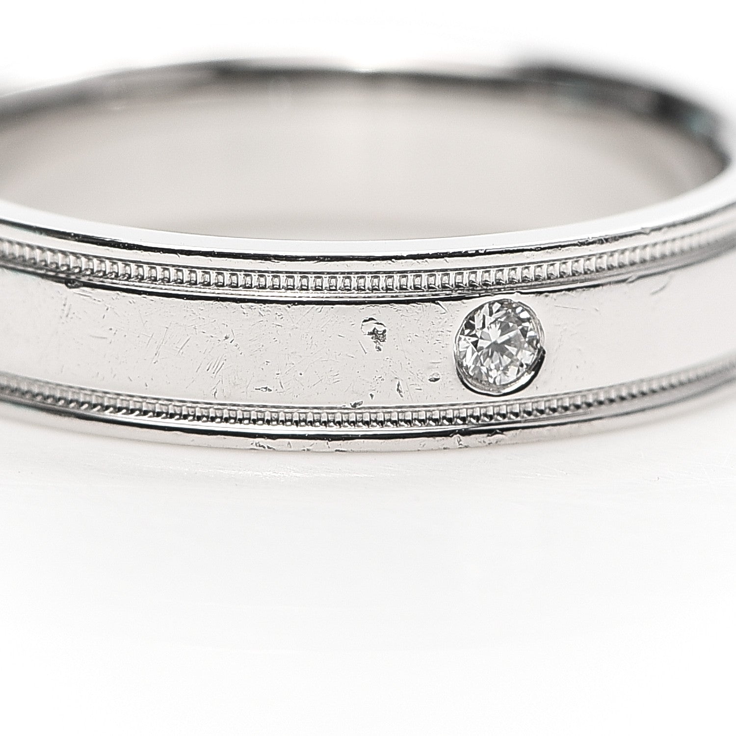 Tiffany Platinum Diamond Essential Double Milgrain Wedding Band Ring 48 4.5 5 of 6