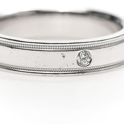 Tiffany Platinum Diamond Essential Double Milgrain Wedding Band Ring 48 4.5 5 of 6