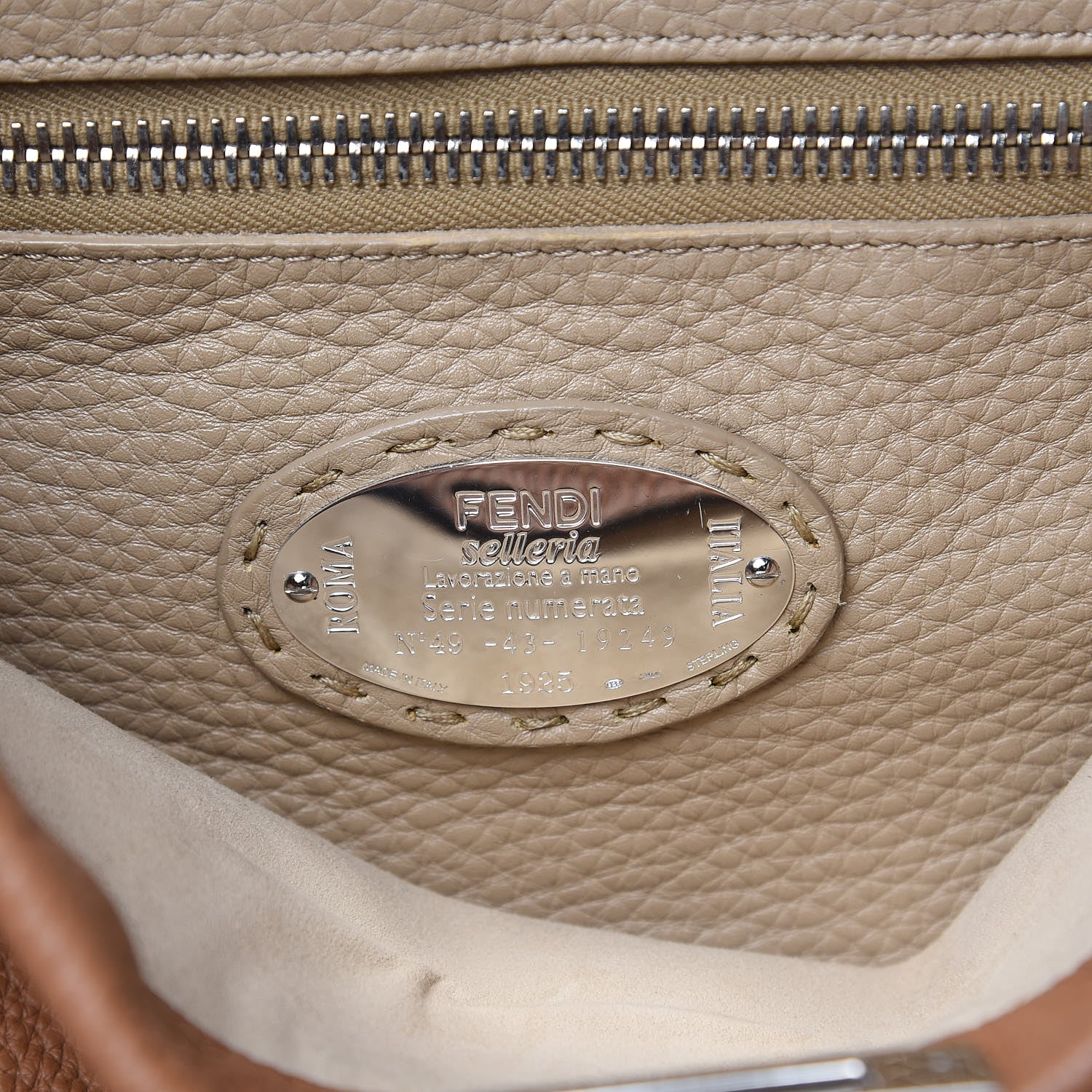 Fendi Cuoio Romano Selleria Bi-Color Large Peekaboo Iconic Satchel Mou Deserto 8 of 13