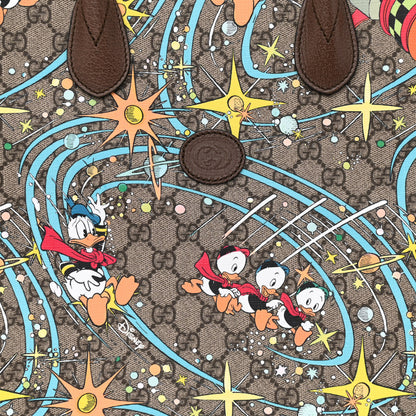 Gucci X DISNEY GG Supreme Monogram Donald Duck Retro Interlocking G Shopping Tote Beige Multicolor New Acero 8 of 10