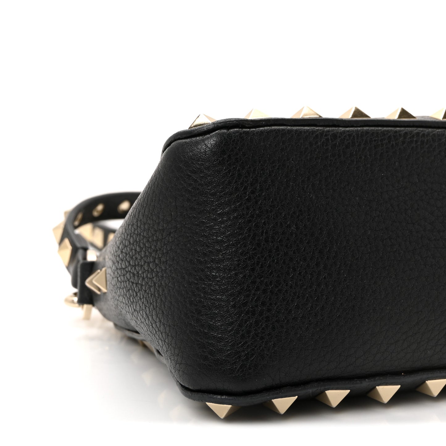 Pebbled Calfskin Small Rockstud Flip Lock Shoulder Bag Black