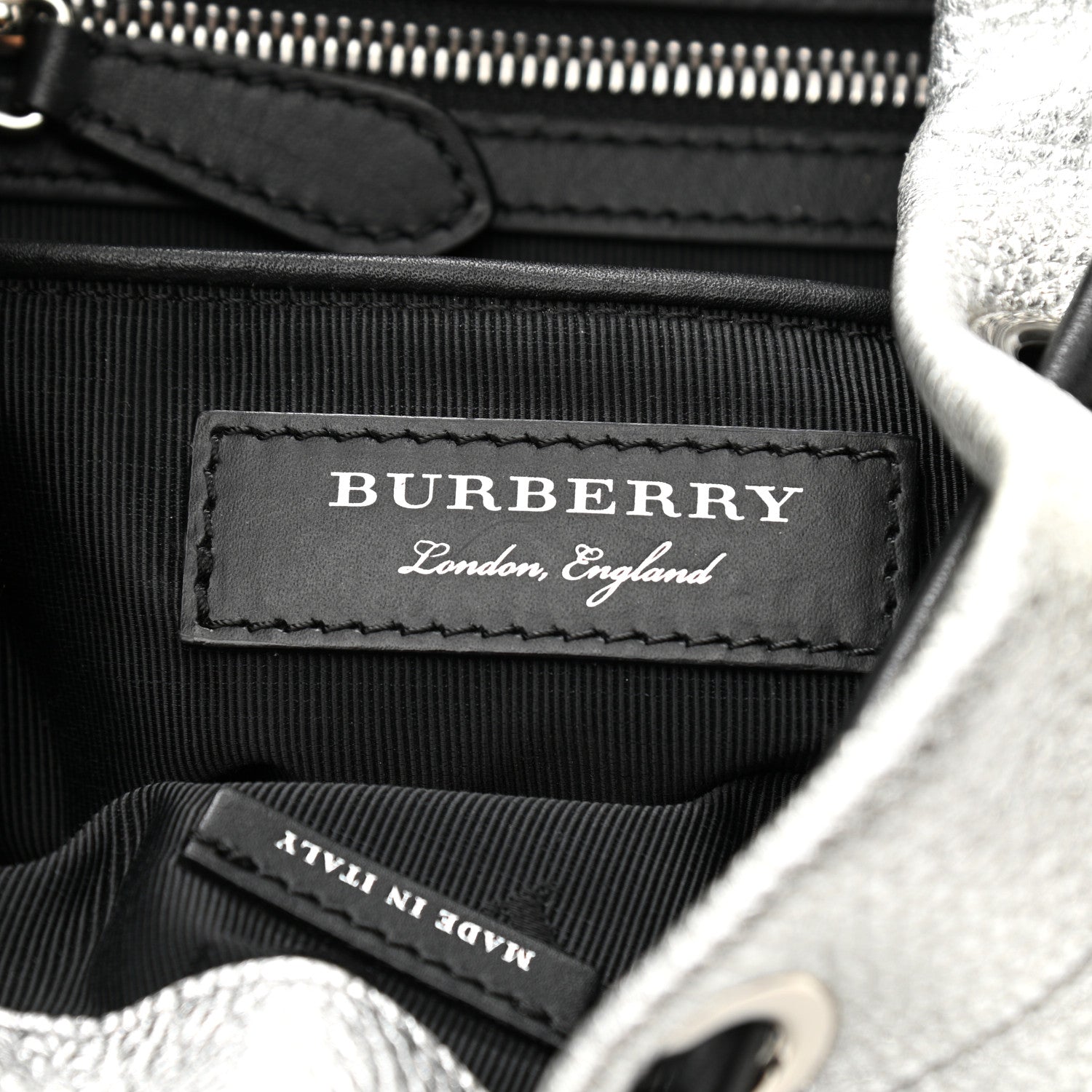 Burberry Metallic Deerskin Medium Rucksack Backpack Silver 6 of 14