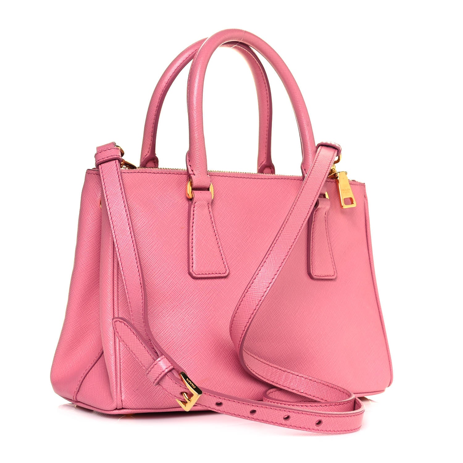 Prada Saffiano Lux Mini Galleria Double Zip Tote Begonia 2 of 11