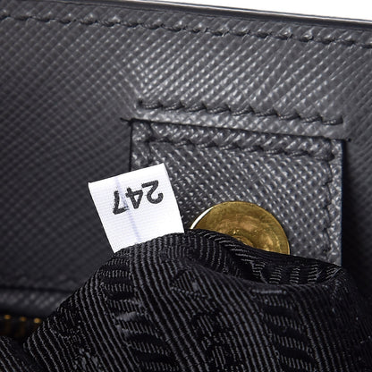 Prada Saffiano Lux Bi-Color Medium Tote Mercurio Black 7 of 7