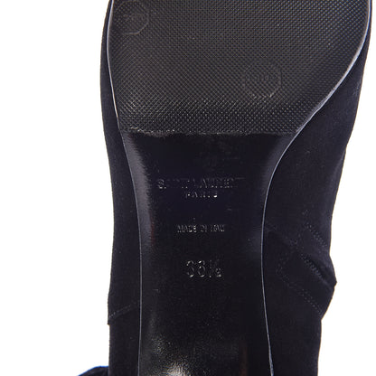 Saint Laurent Suede Fringe Cat Ankle Boots 36.5 Black 8 of 12