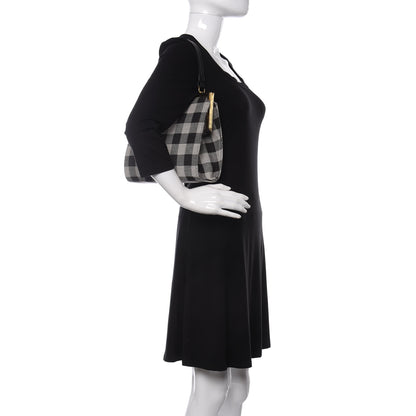 Mansur Gavriel Canvas Check Elegant Top Handle Bag Black White 2 of 9