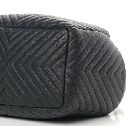 Chanel Deerskin Chevron Large CC Chain Bucket Drawstring Bag Black 8 of 11
