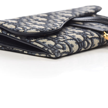 Christian Dior Oblique Saddle Chain Wallet Blue 8 of 11