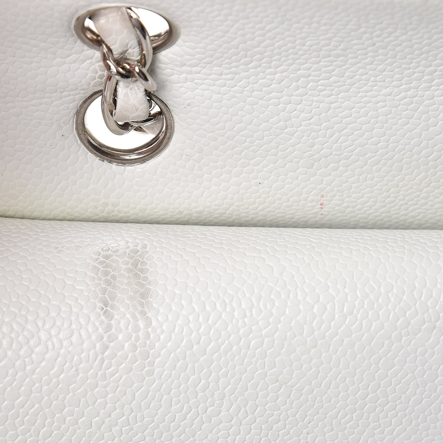 Caviar Quilted Medium Double Flap White
