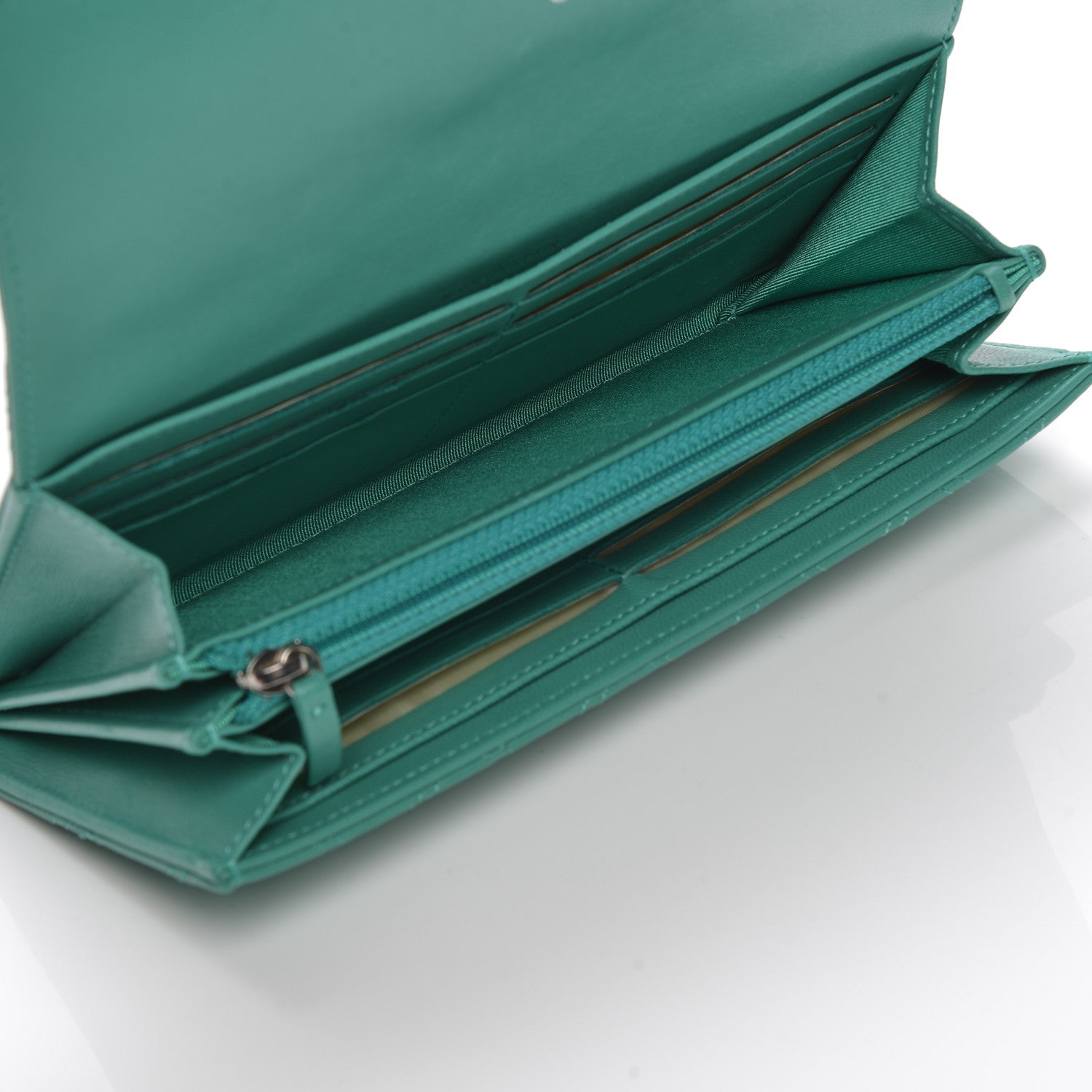 Chanel Lambskin Quilted Large Gusset Flap Wallet Turquoise 5 of 9