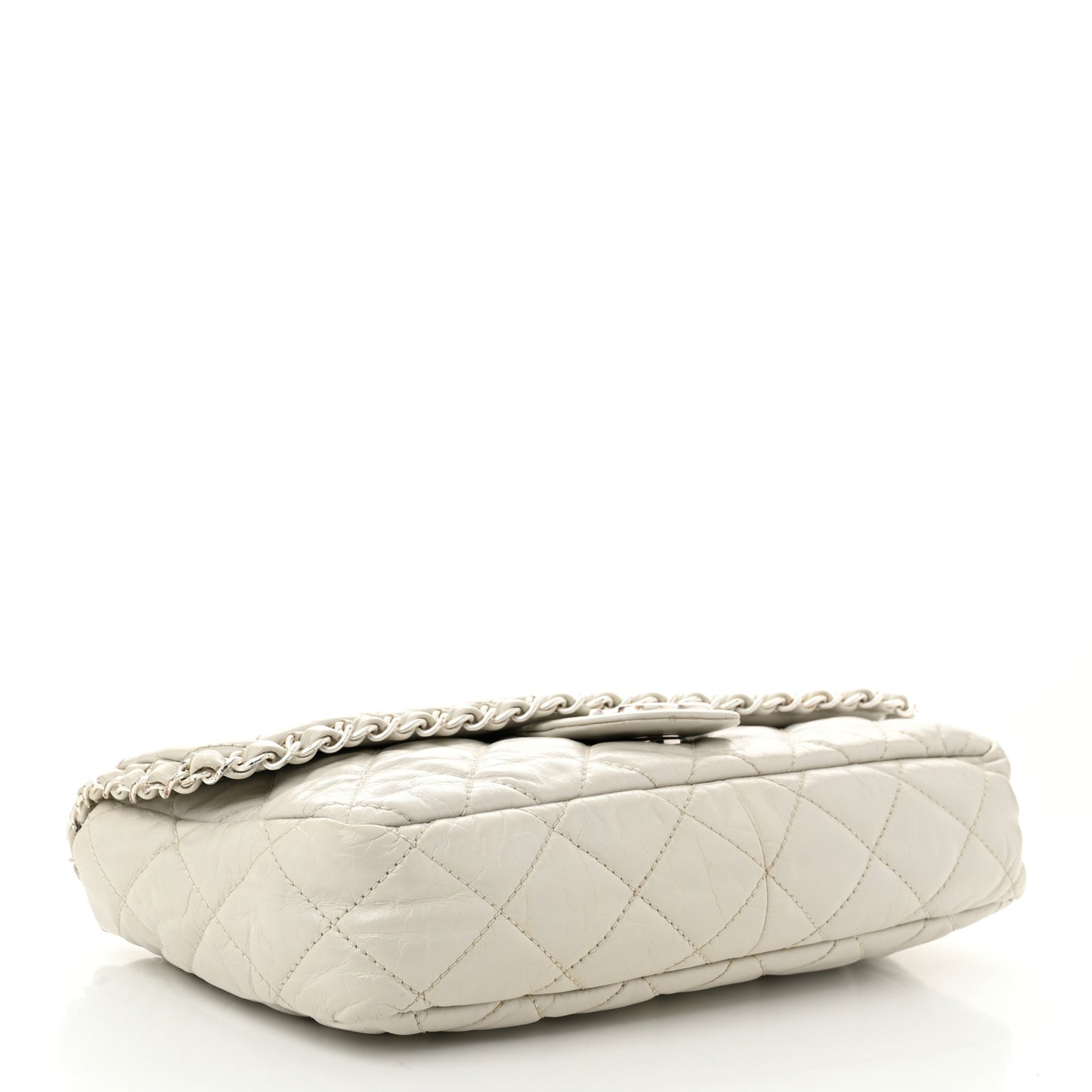 Calfskin Quilted Medium Chain Me Flap White